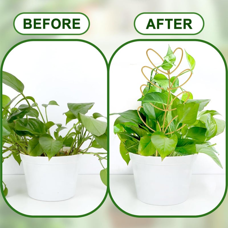Augsun 2 Pcs Gold Trellis Leaf Shape 12 Inch Metal Plant Support with 50 Ties for Climbing Potted Plants Houseplant Garden Indoor Outdoor - Image 5